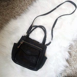 Vintage Fossil Black Leather Crossbody Bag Purse